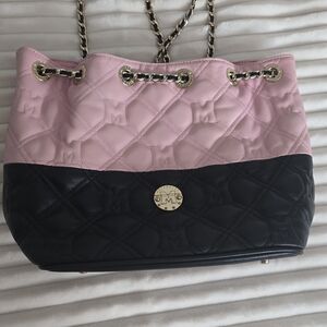 MetroCity Pink and Black Quilted Women's Backpack